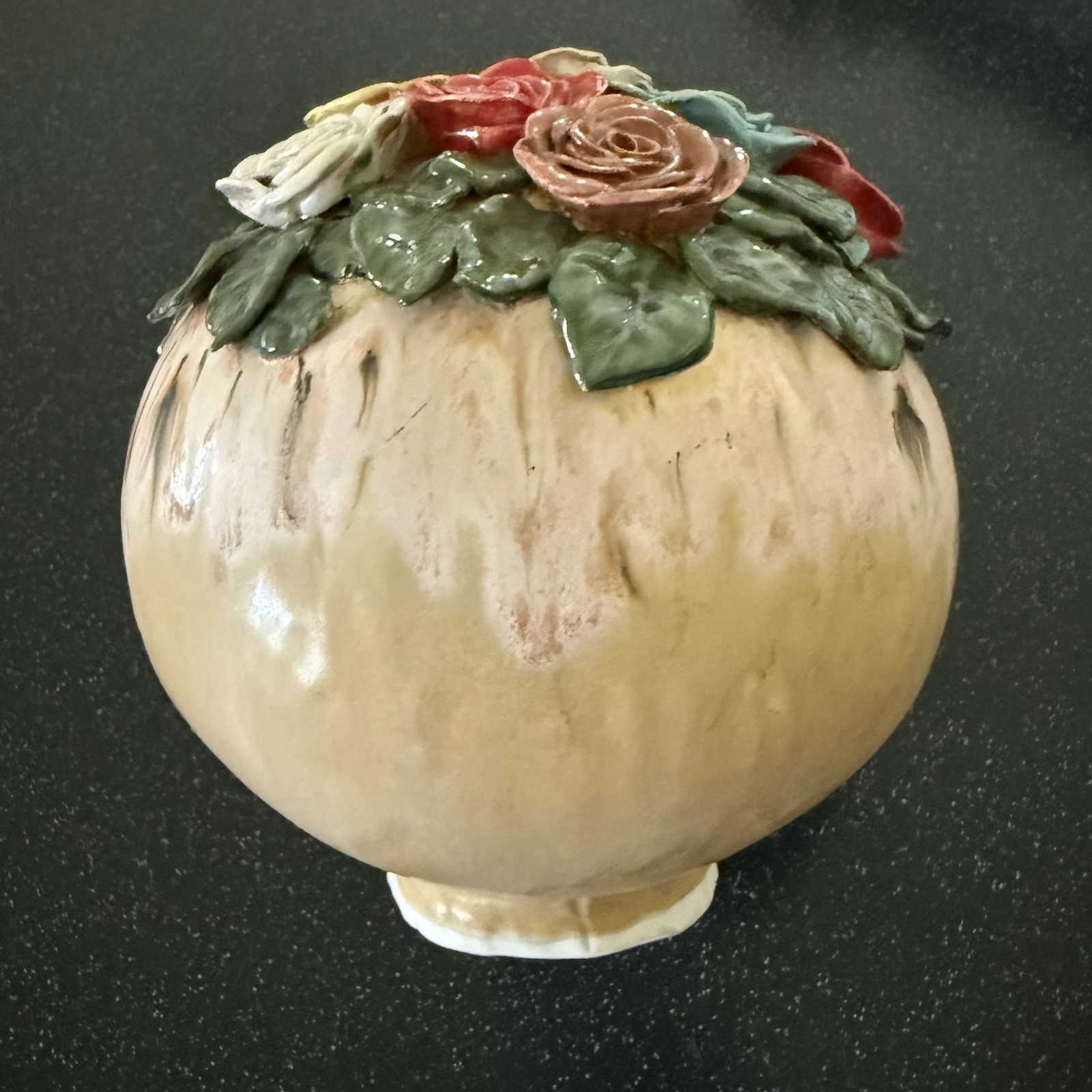 Hand-Made Ceramic Flower Bouquet Garden Ball with Drip Glaze