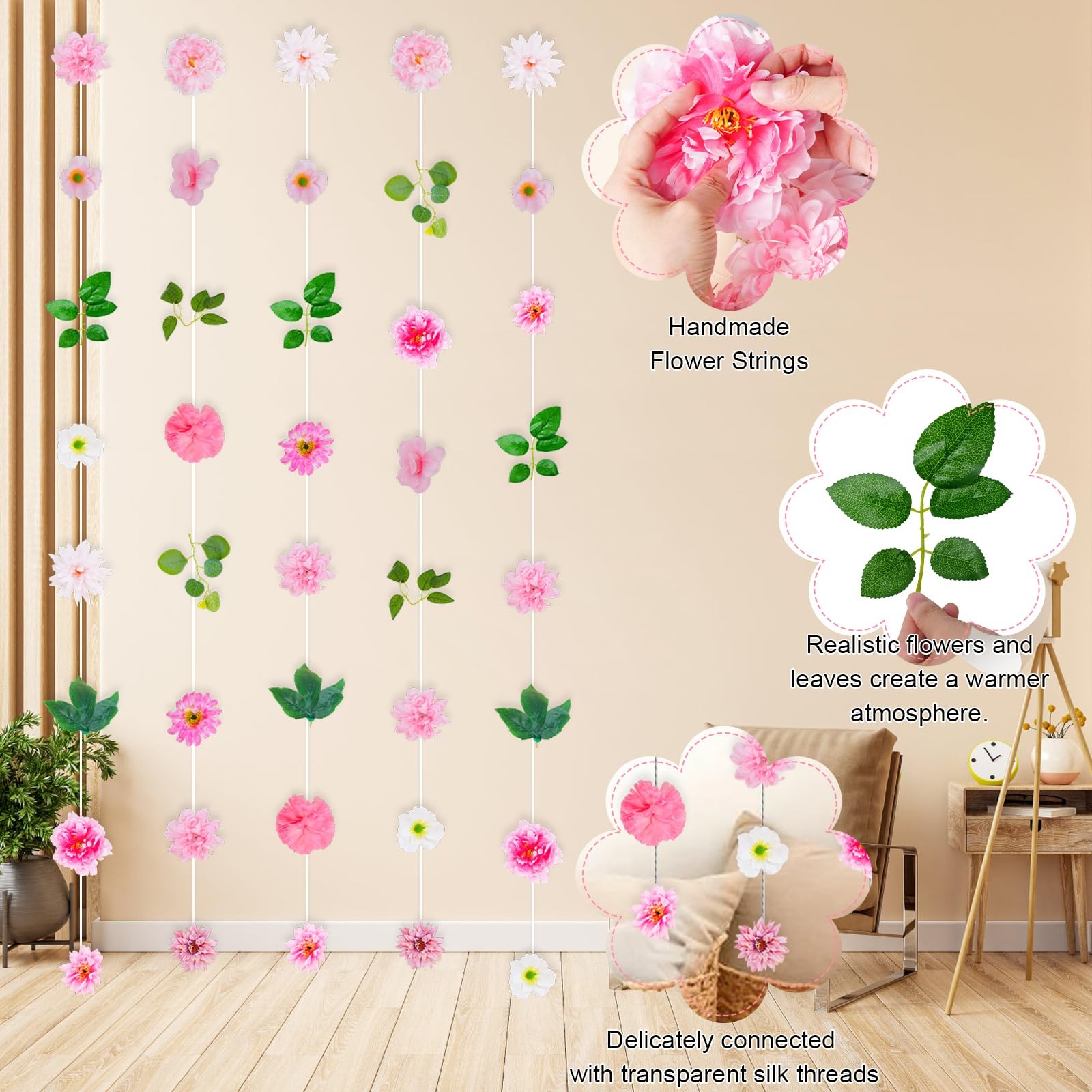 6 PCS Hanging Flower Garlands 6FT Artificial Flowers Hanging Decorations Flor…