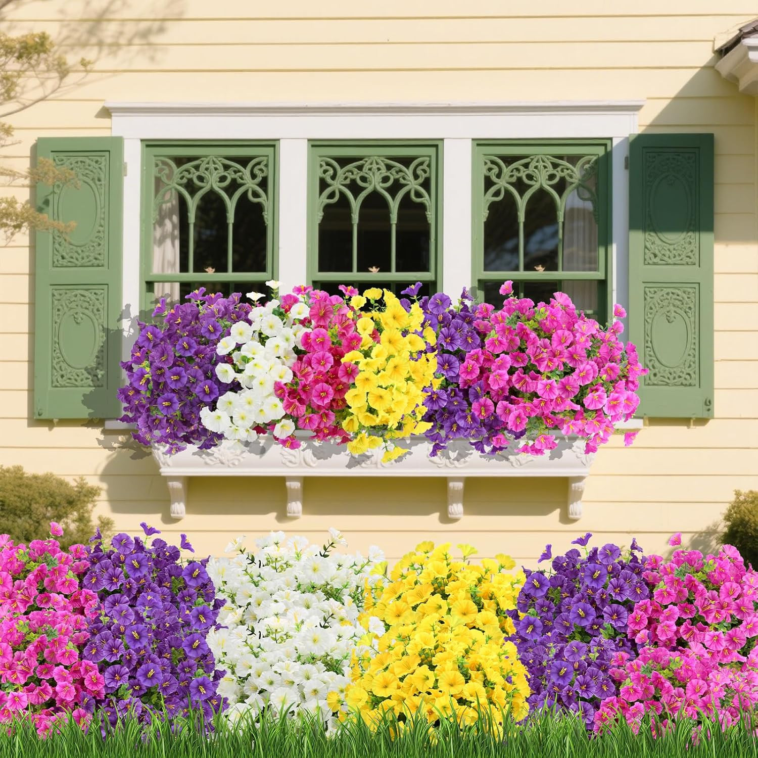 12 Bundles Artificial Flowers for Outdoors Decorations, Fake Flowers Artificial