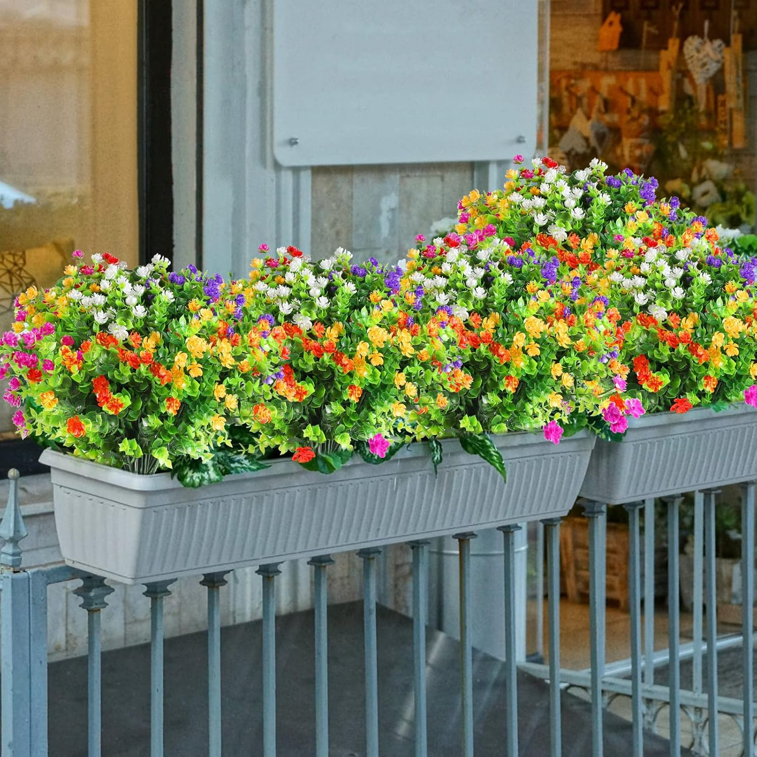 12 Bundle Artificial Flowers for Outdoor UV Resistant Plants, Fall Faux Flowers