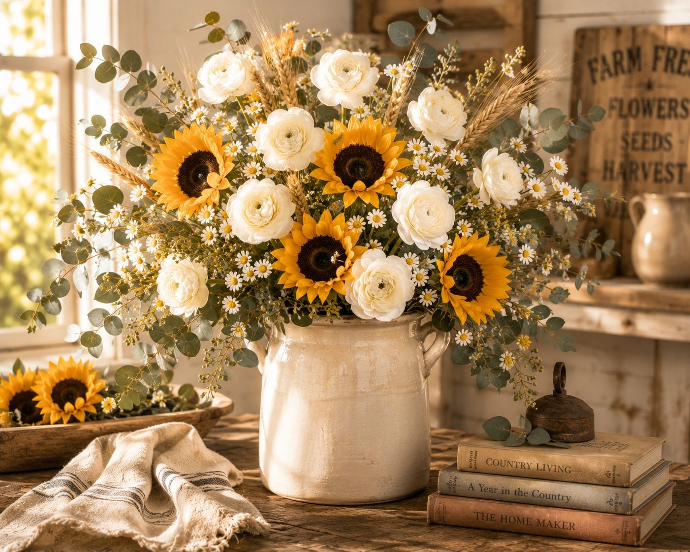 Cream Ranunculus Stems, Faux Ranunculus Flowers, Artificial Flowers, Ivory Flora