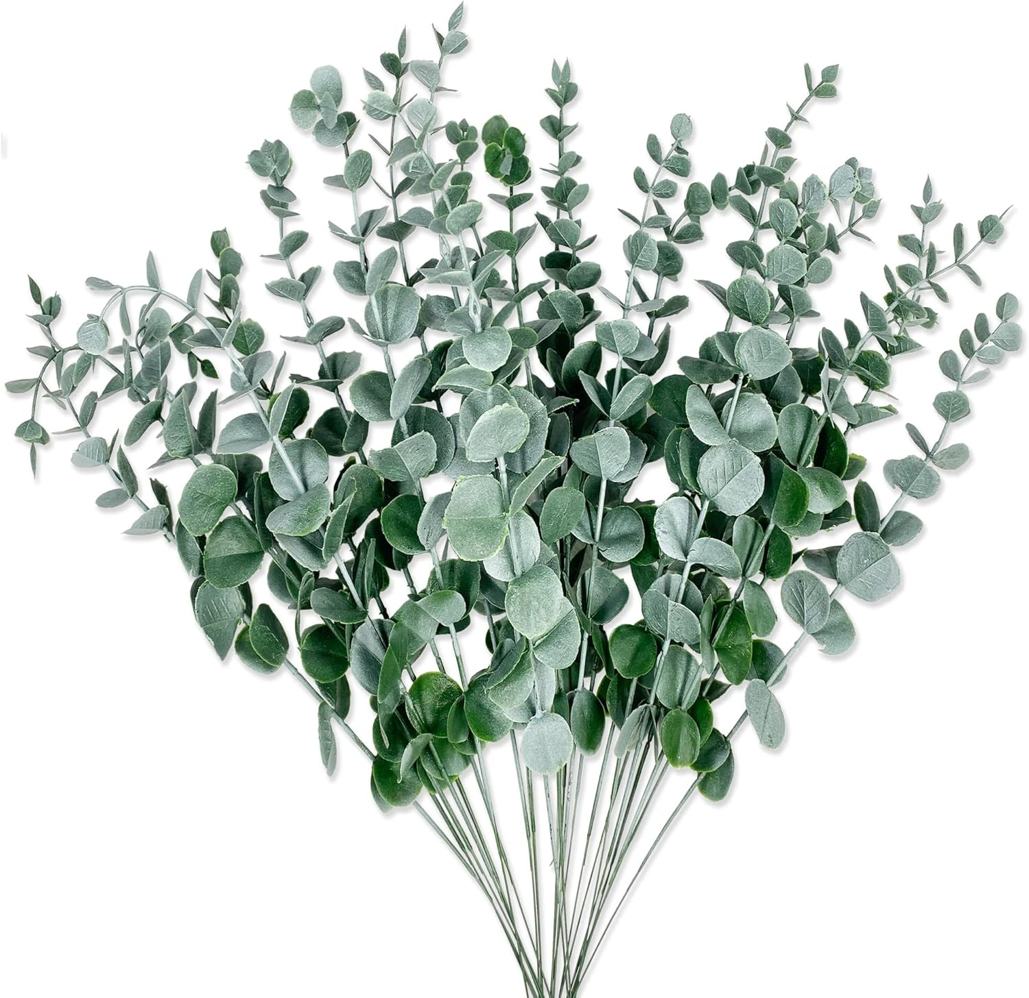 24 Pieces Artificial Eucalyptus Stem Faux Eucalyptus Decor Artificial Green Bran