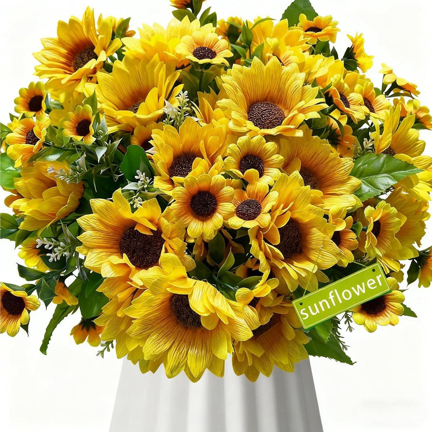 8Pack Artificial Sunflowers with Stems for Indoor Outdoor 12 Inch Fake Silk Sunf
