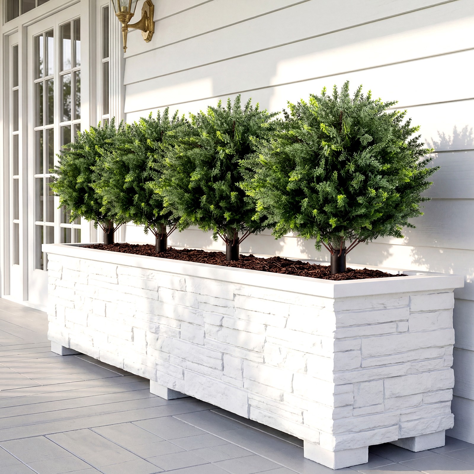 2PCS 27.5” Artificial Cypress Topiary Trees w/Ground Spikes for Indoor & Outdoor