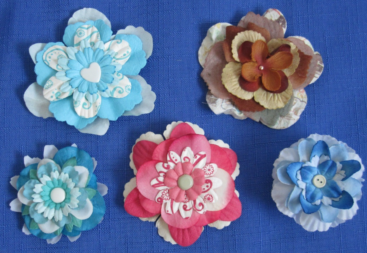 #8 Lot-44 Medium Layers Used Mulberry Flower Petals 1-3″ Brads Multiple Colors