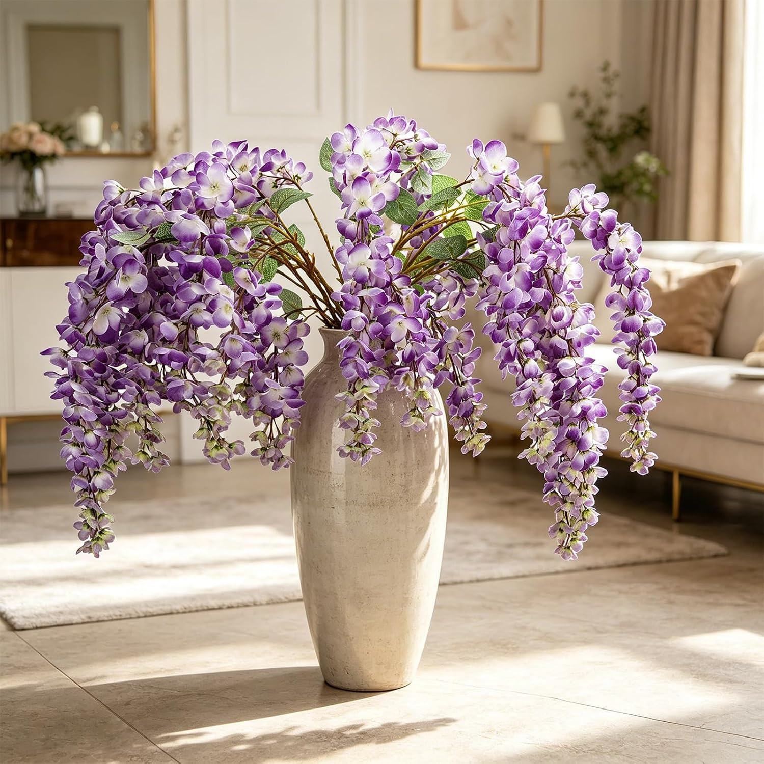 4 Pcs 45.3″ Wisteria Artificial Flowers for Home Wedding Party Decor