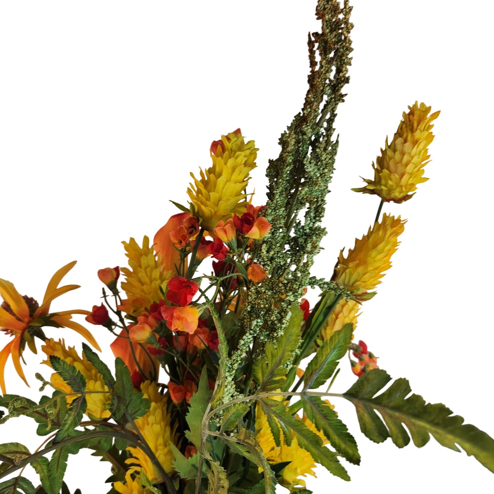 Artificial Flower Bouquet With Orange Calla Lilies, Yellow Cone Flowers Wild Mi
