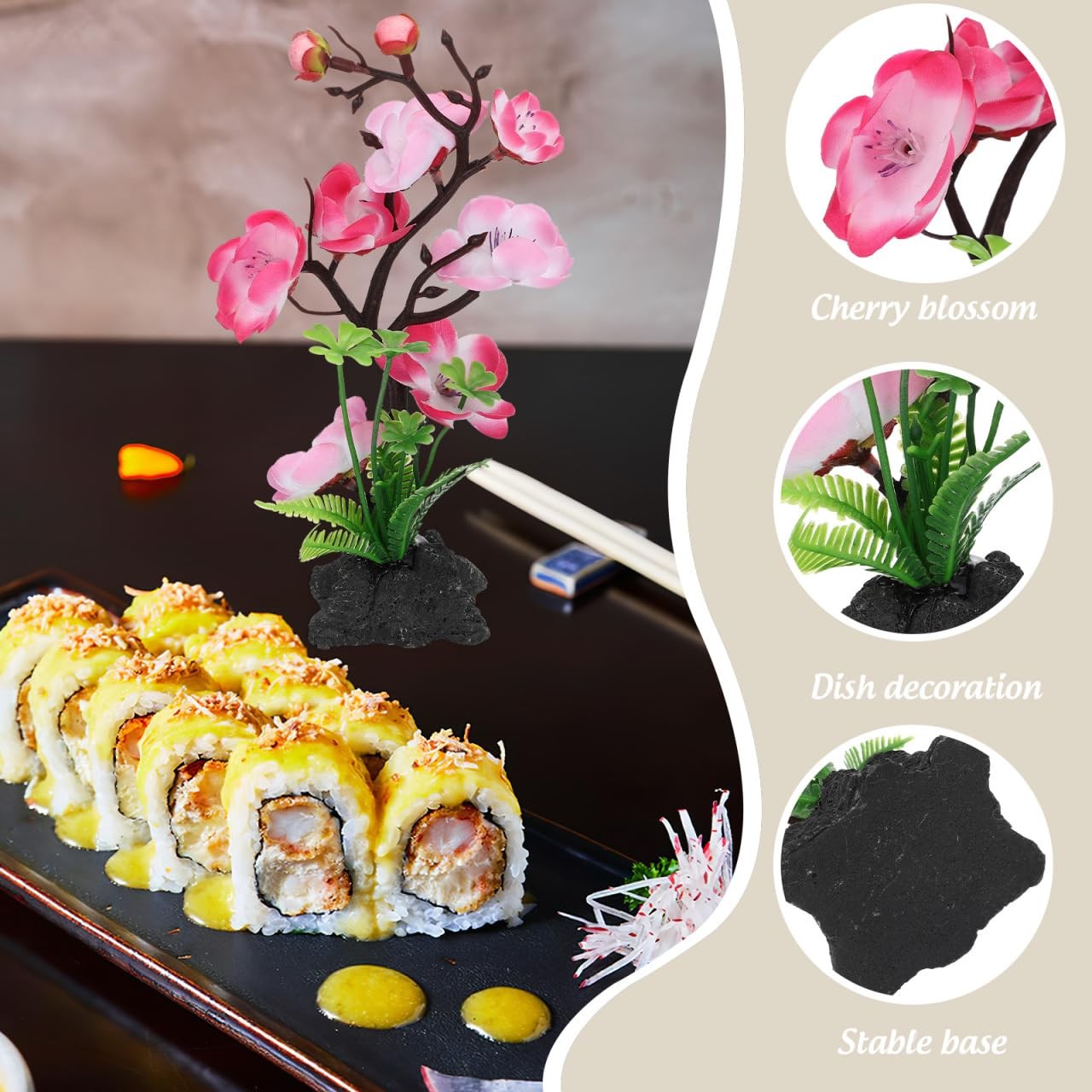 Artificial Cherry Blossom Trees with Base Artificial Fish Tank Plants with Ro…