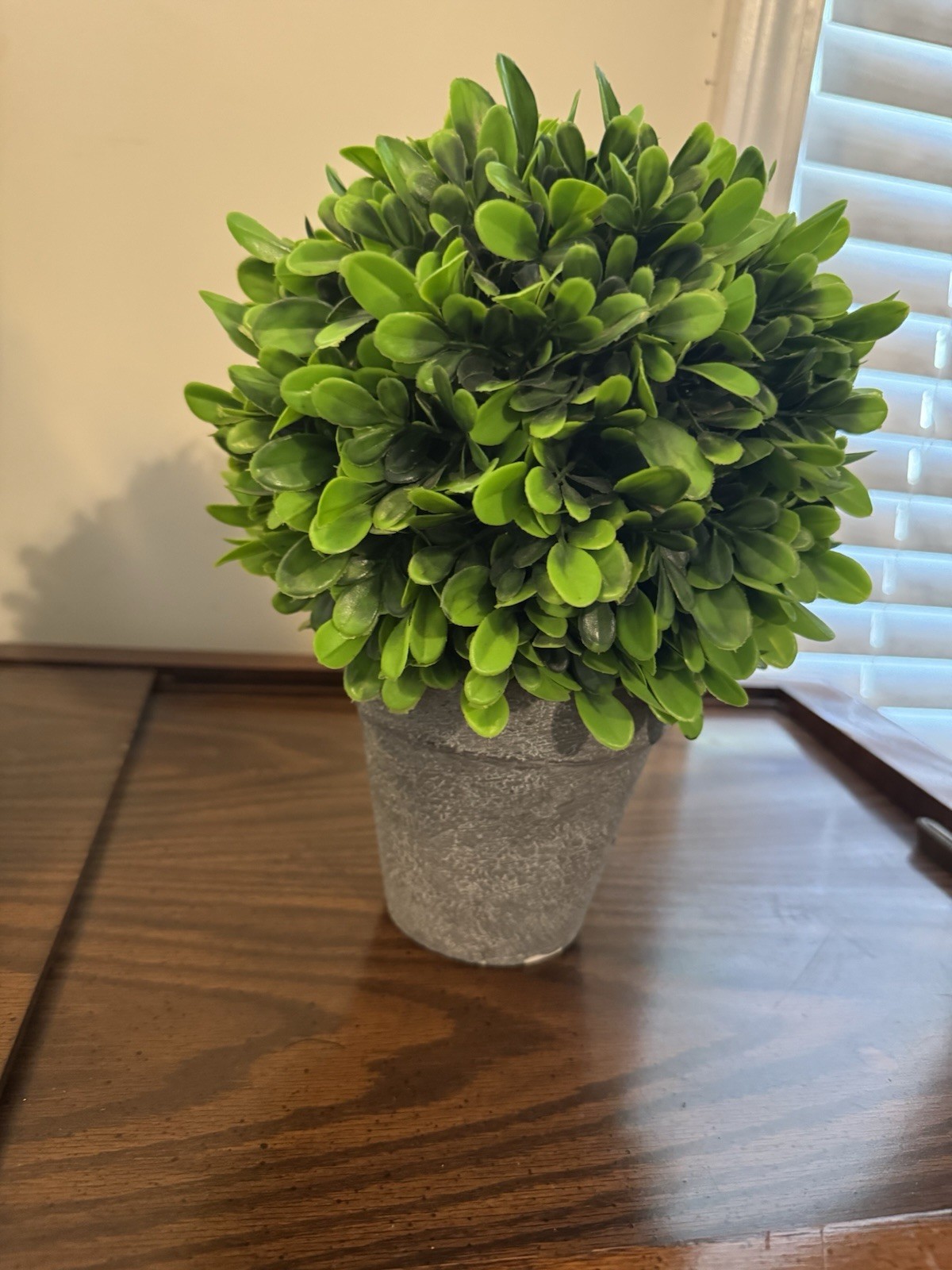 Artificial Boxwood Ball Topiary Potted Plant, Green with Gray Pot
