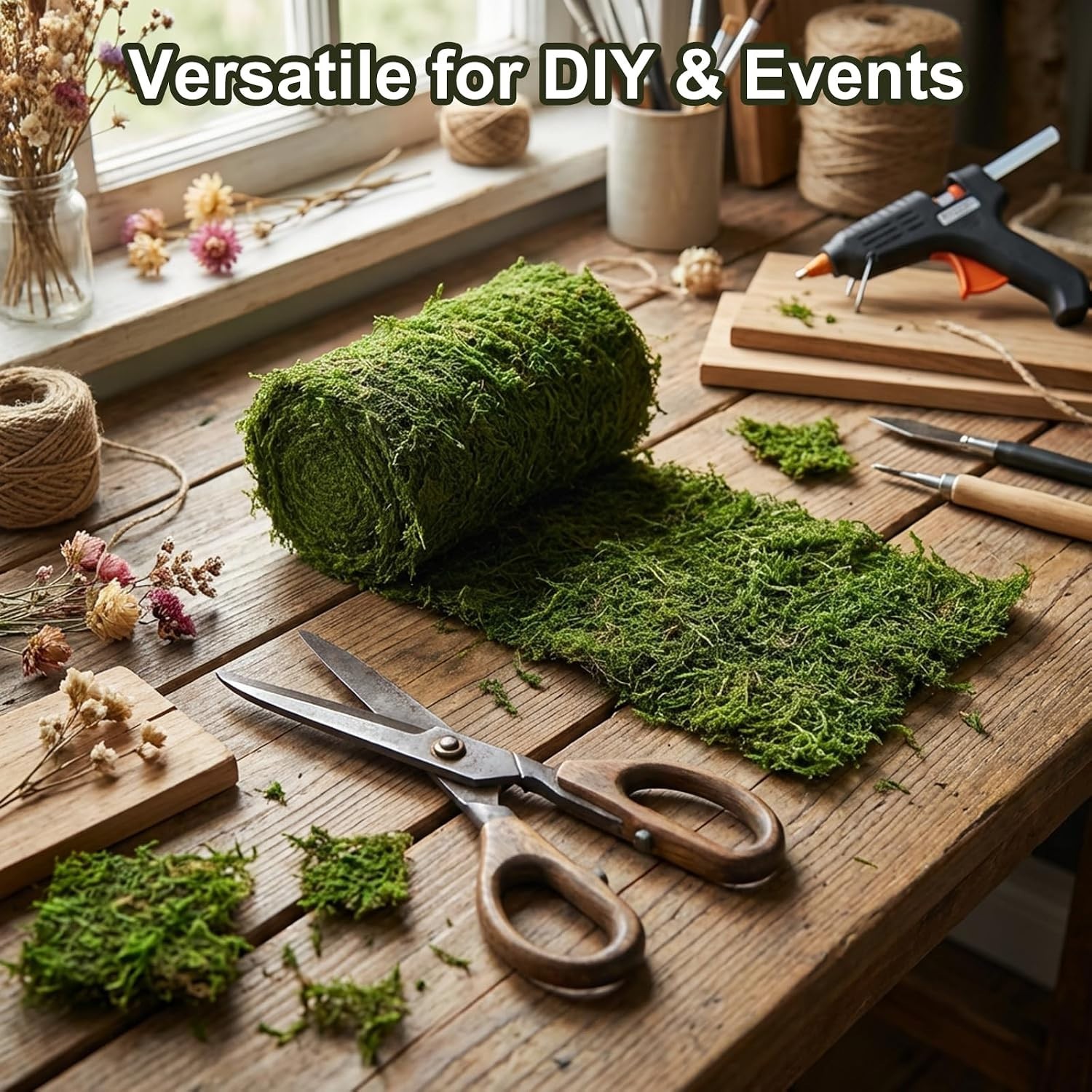 Fake Moss Mat, 3.94×47.24 Inch Artificial Moss Table Runner, Green Faux Moss …
