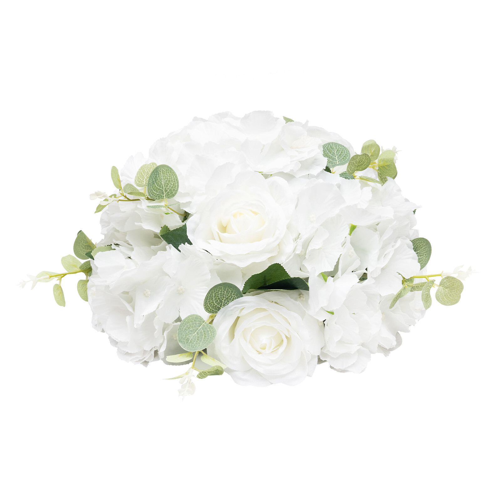 6 Pcs Artificial Silk Flower Balls White & Green for Indoor/Outdoor Party Decor
