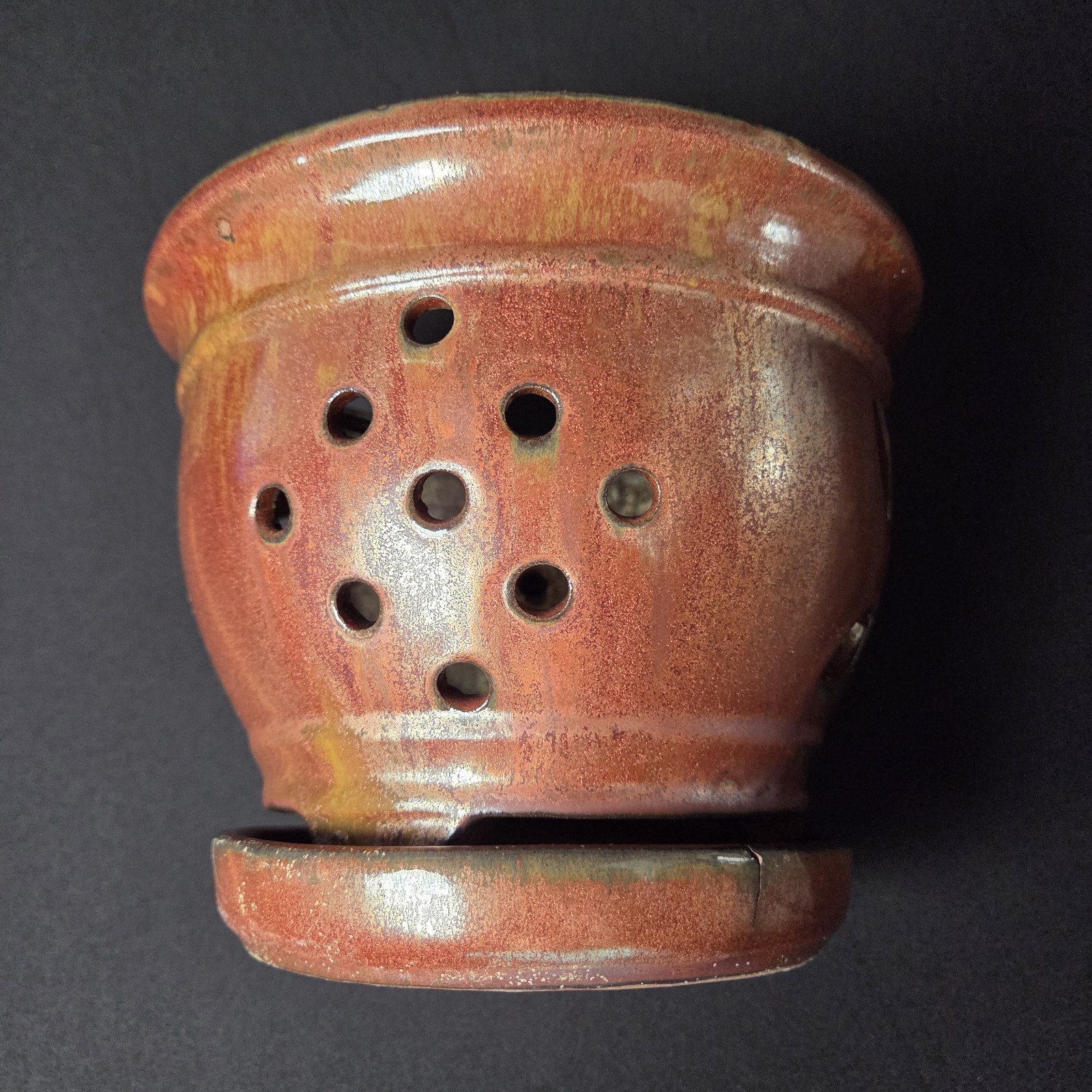 Unique Bronze Color USA Pottery 6″ Orchid Flowerpot Planter w/ Drainage Holes
