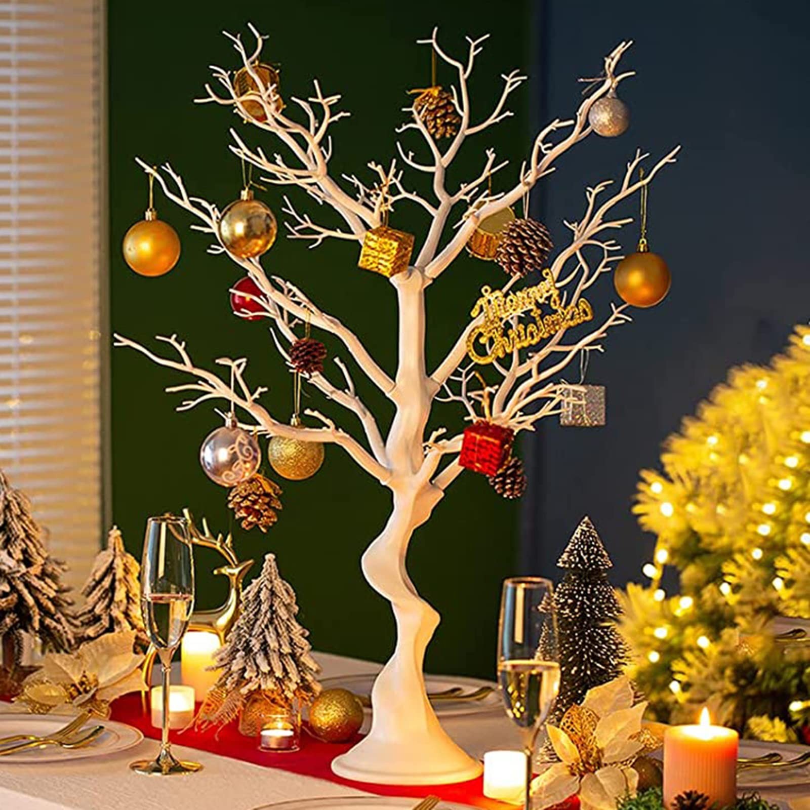White 23 Inch Artificial Manzanita Tree Centerpiece Table Display Decor