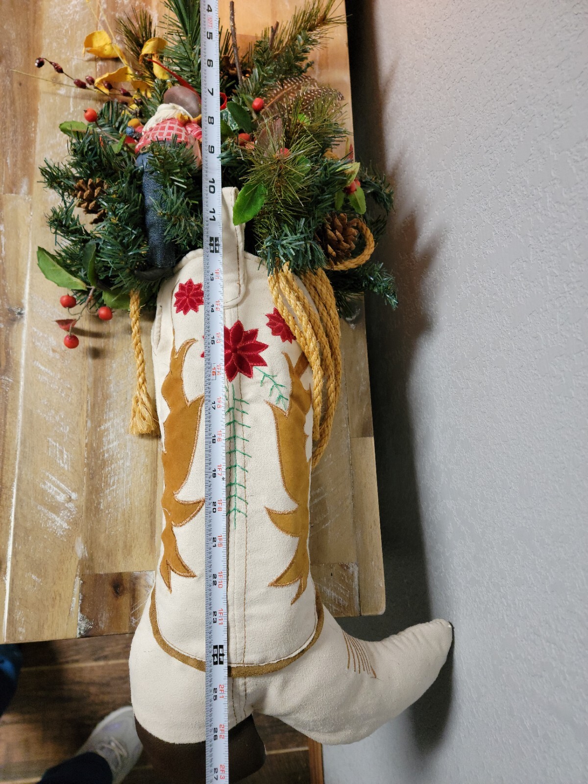 Western Cowboy Boot Christmas Tree Pine Tree Santa Holiday Arrangement Farmhouse