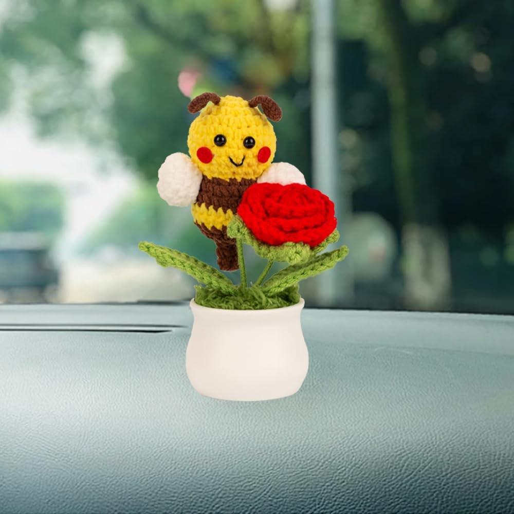 Crochet Flowers,Cute Bee Knitted Flowers,Birthday Gifts for Women and Coworke…