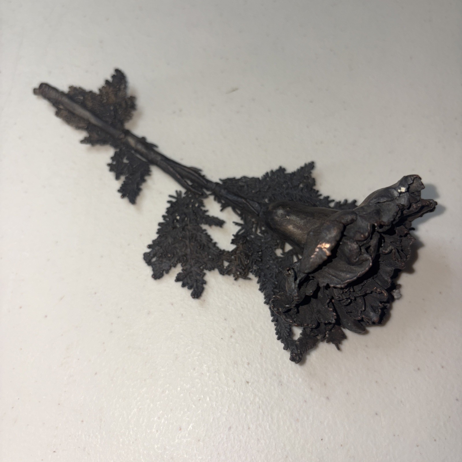 Hand Forged Rustic Metal Carnation Sculpture – Vintage Iron Flower Art