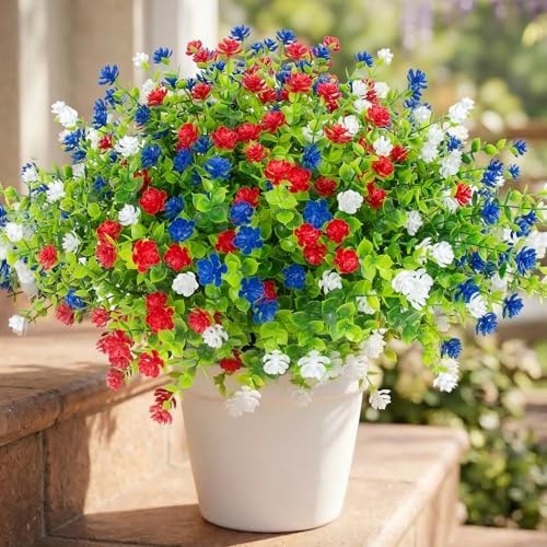Hananona 24 Pcs Artificial Flowers Outdoor, Faux Artificial Plants UV Resista…