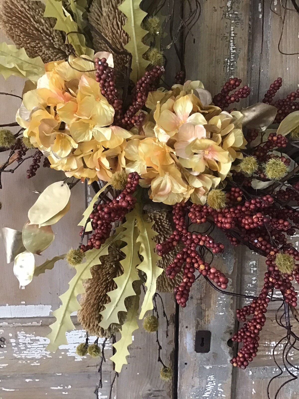 Handmade Designer Wreath Fall Neutral Winter 24” Door Wreath One Of A Kind