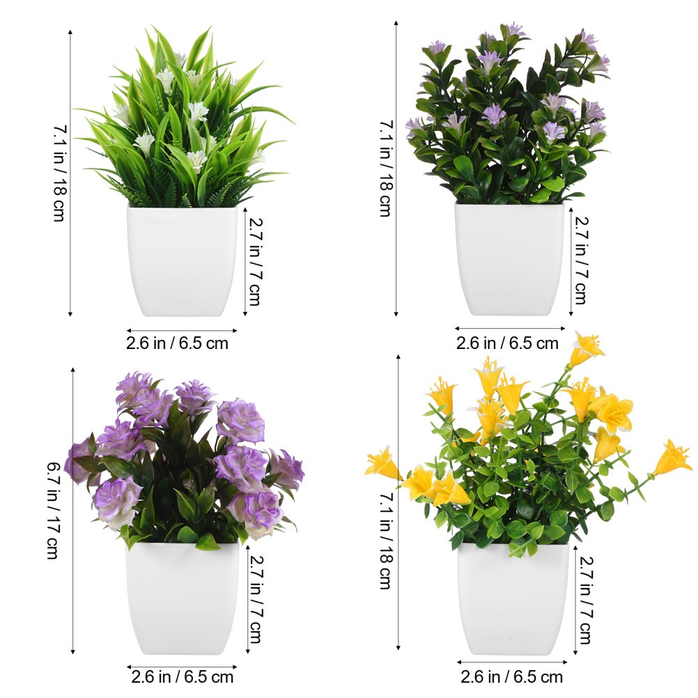 4 Pcs Realistic Fake Potted Plants Indoor Decoration Faux Plants