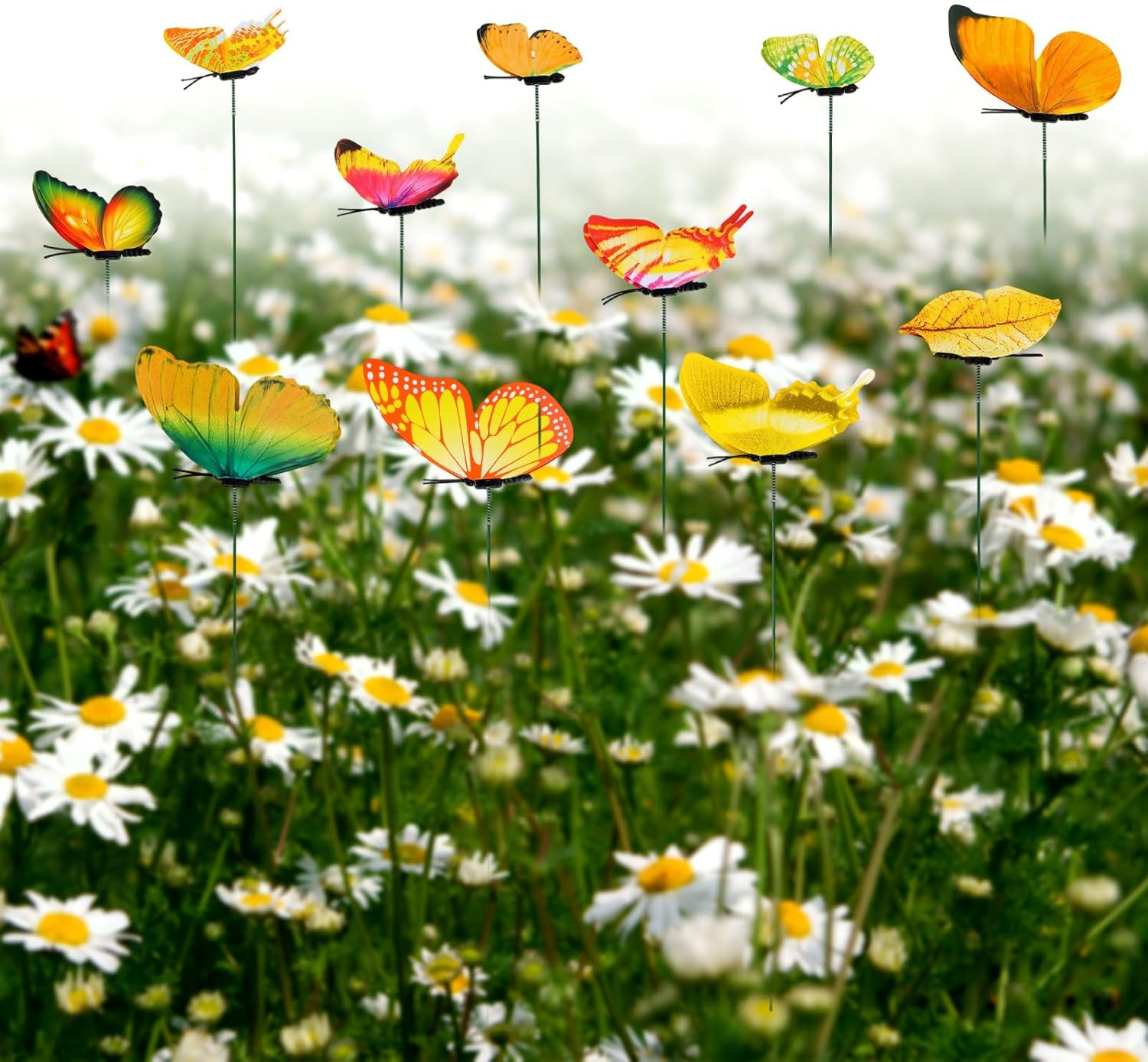 12Pcs Decorative Butterfly Plant Stakes, 9.8In Lifelike Butterfly Garden Stakes