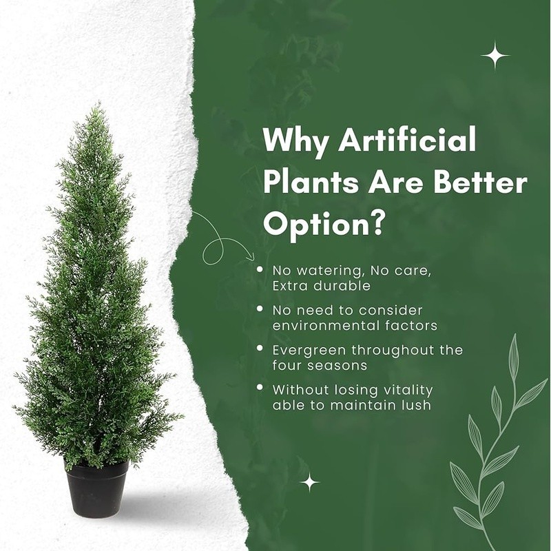 UV Resistant Faux Cedar Tree Outdoor Decor Weatherproof Artificial Indoor Plant