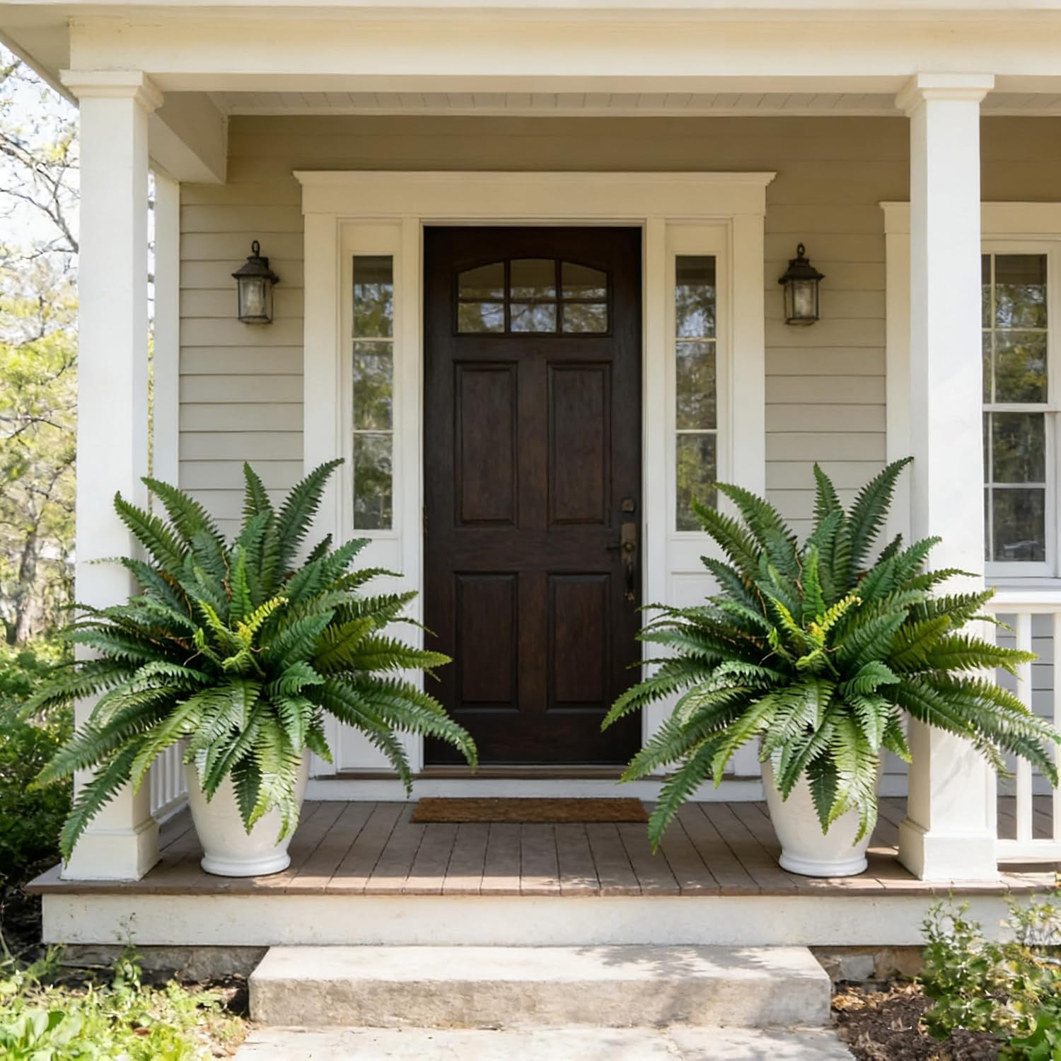 48″ Artificial Ferns for Outdoors Large, 2 Packs Fake Ferns, Realistic & UV Resi