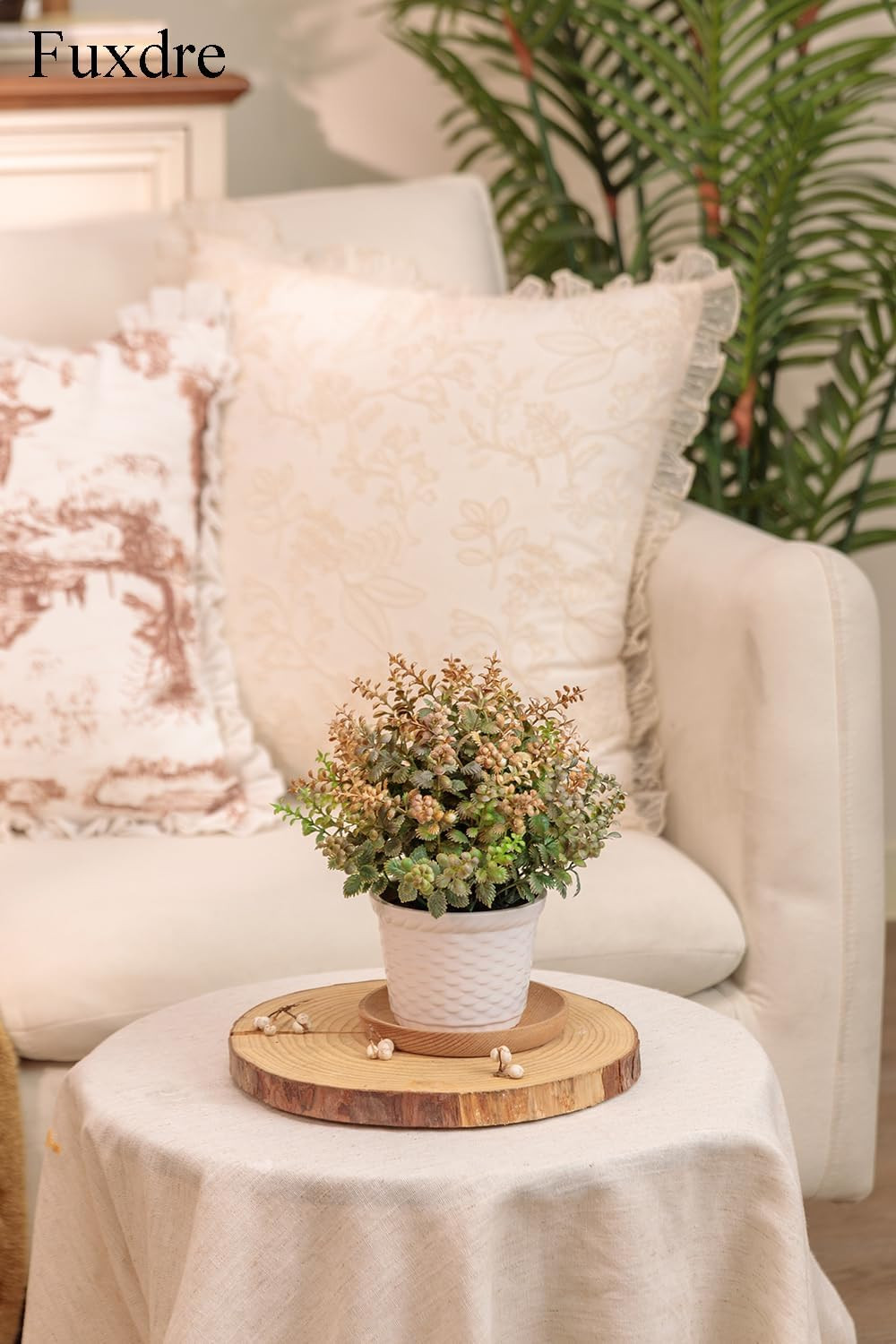 Autumn Yellow Fake Potted Plants – 2Pcs Small Decor for Home & Office