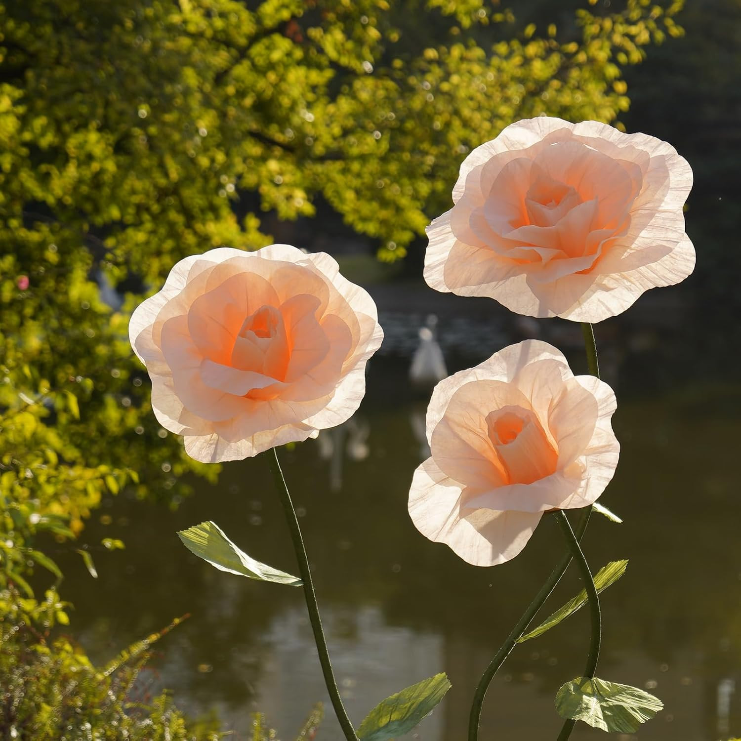 Giant Roses Artificial Flowers for Decoration with Stand,Oversized Handmade Pape