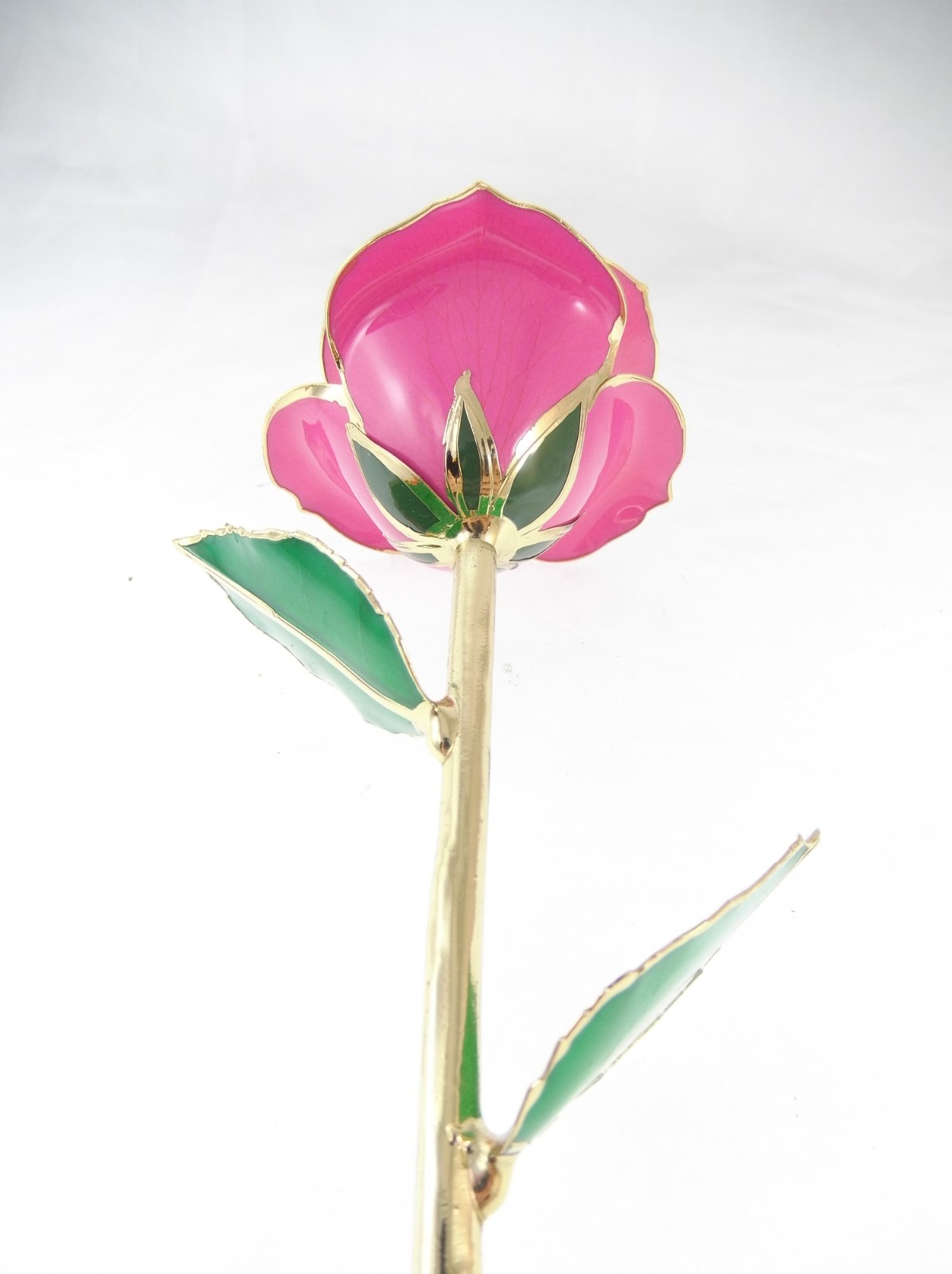 11.5″ Forever Rose Pink 24k Gold Dipped Real Preserved Flower