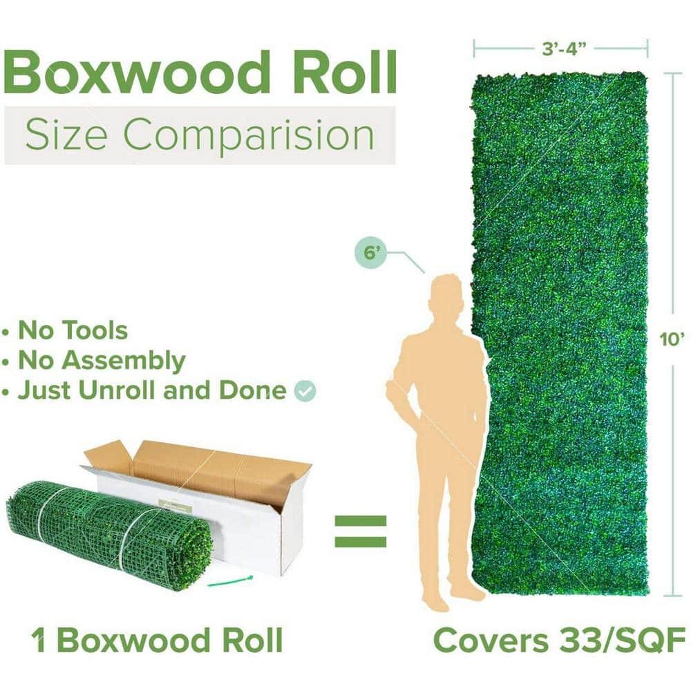 Ejoy 40 in. x 120 in. Artificial Light Green Boxwood Roll Panels UV Protected