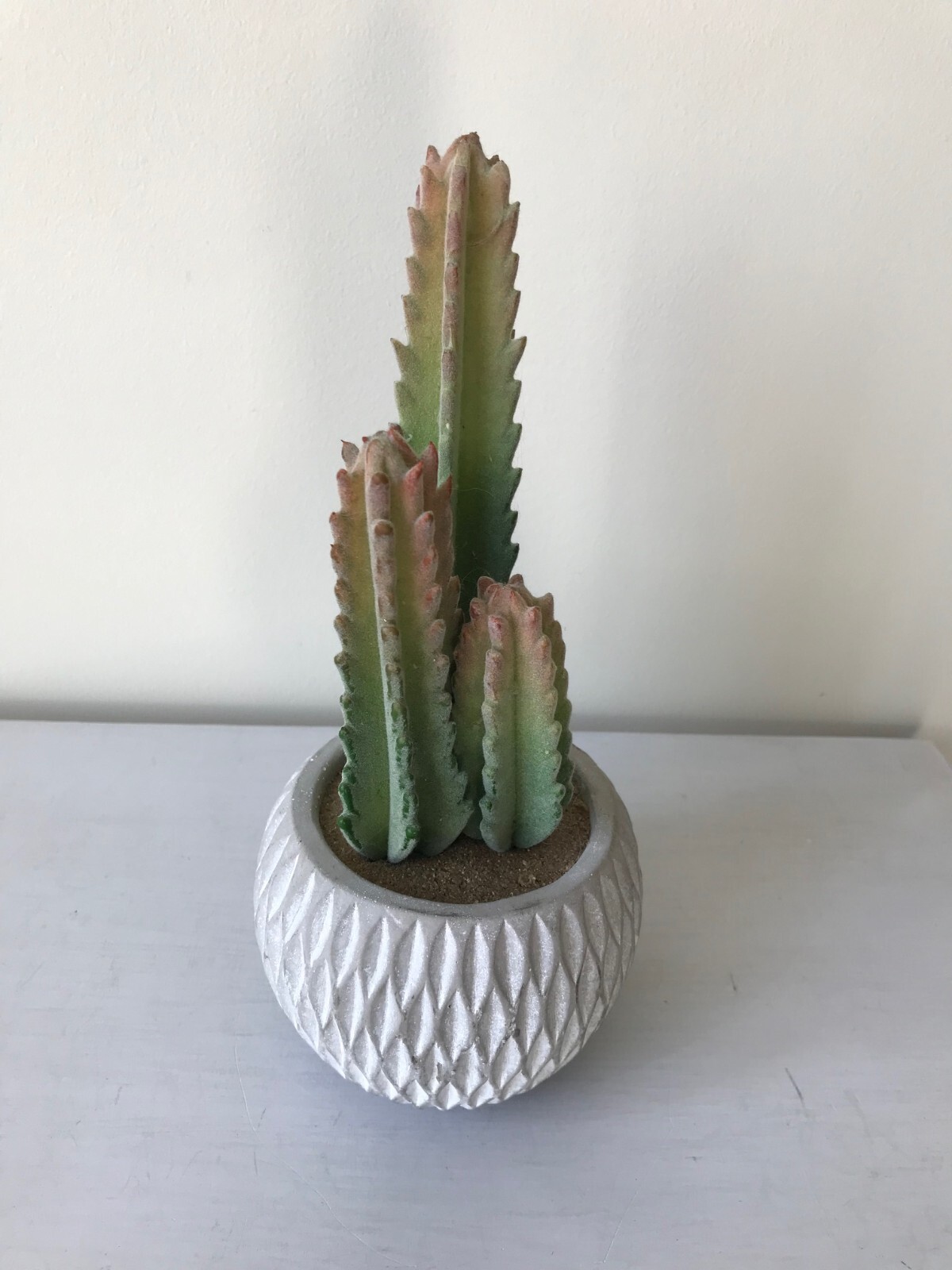 Ceramic Beige/White Potted ArtificialGreen Cactus Plant Home Decor, 10 x 4.25″