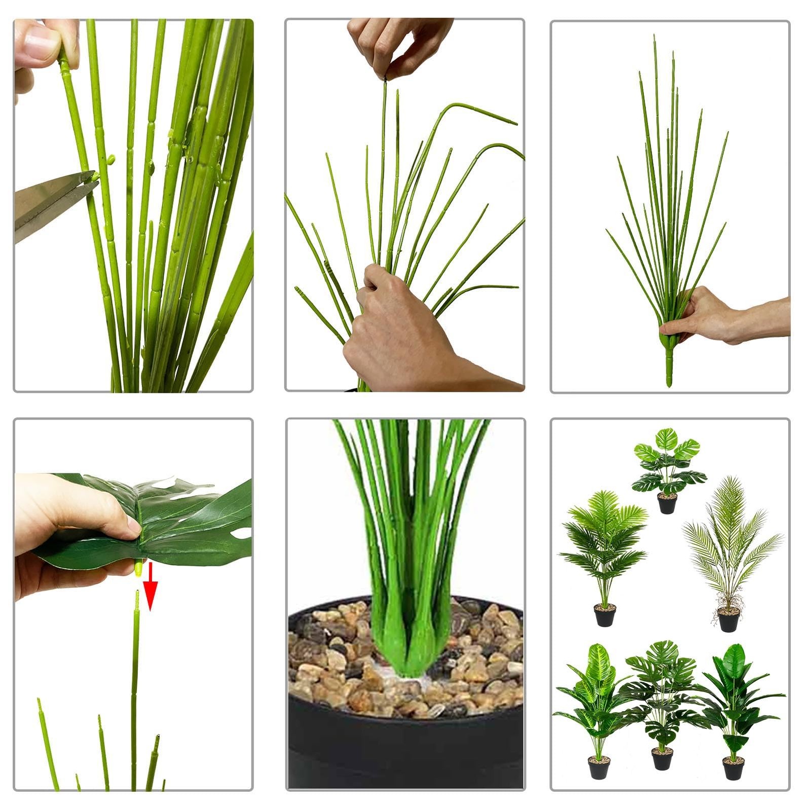 Artificial Plant in Pot Fake Tree Trunks Leaves Faux Potted for Indoor Outdoo…