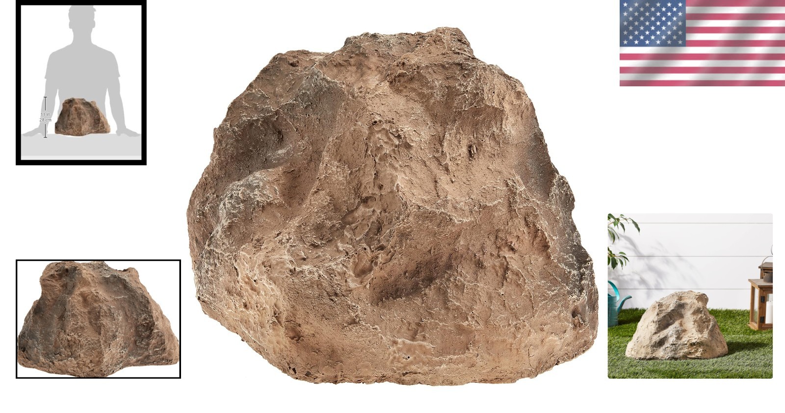 Versatile Fake Rock Cover for Landscaping Small Beige 9 Inch High 16 Inch Long