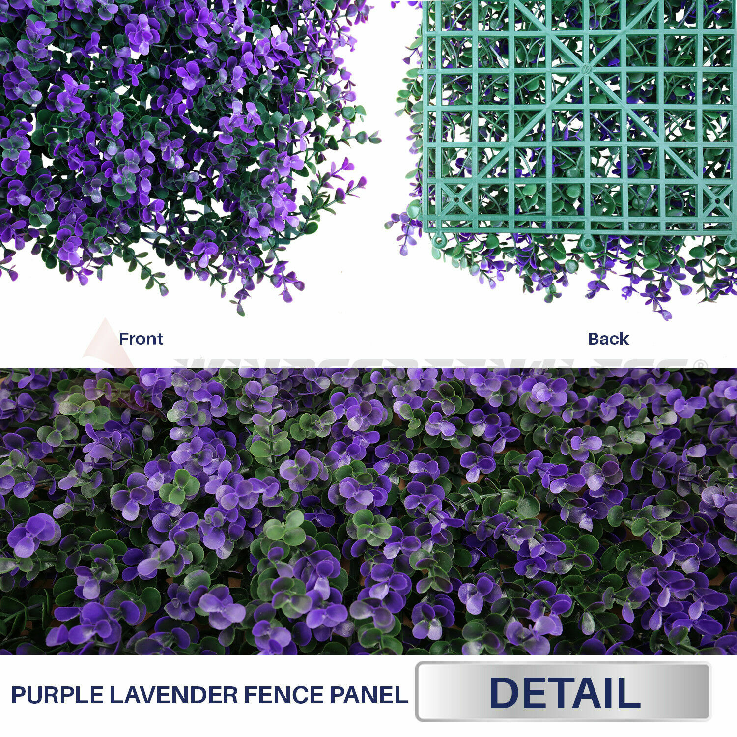 Artificial Faux Boxwood Hedge Lavender Leaves Greenery Mats Fence Panel 20”x20″