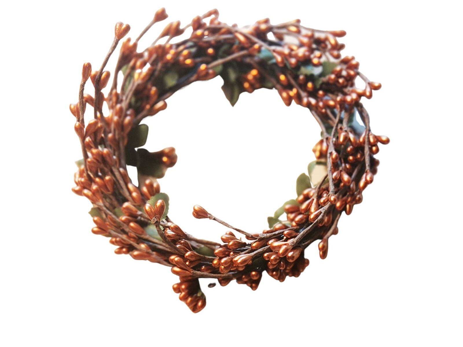 Primitive Country Mini Pip Berry Candle Ring~Wreath~Bronze~4.5″