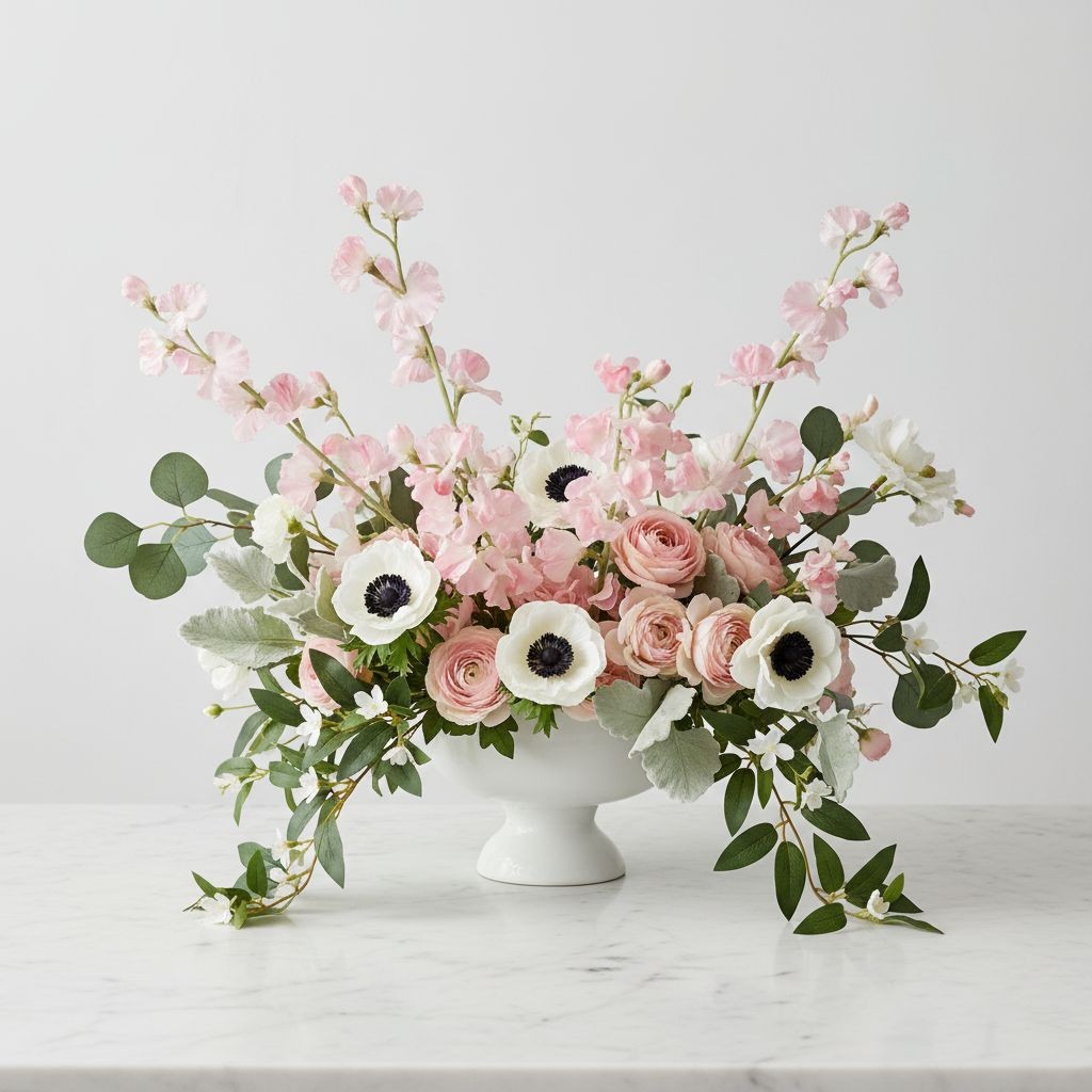Pink Sweet Pea Flower Stems Faux Floral Cottagecore Decor Romantic Wedding Flowe