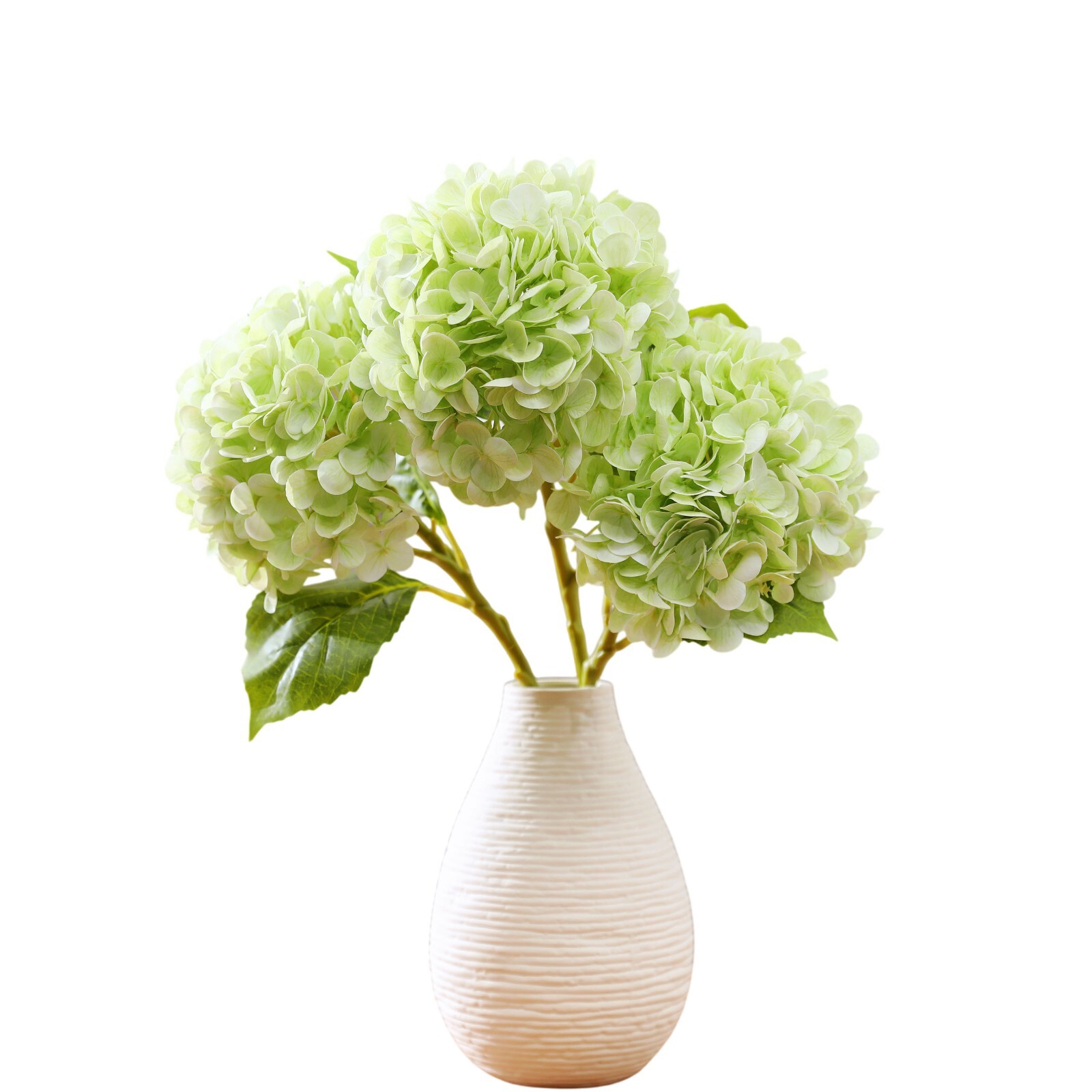 3Pcs Artificial Hydrangea Moisturized Long Stem Fully Blooming Flowers Home Deco