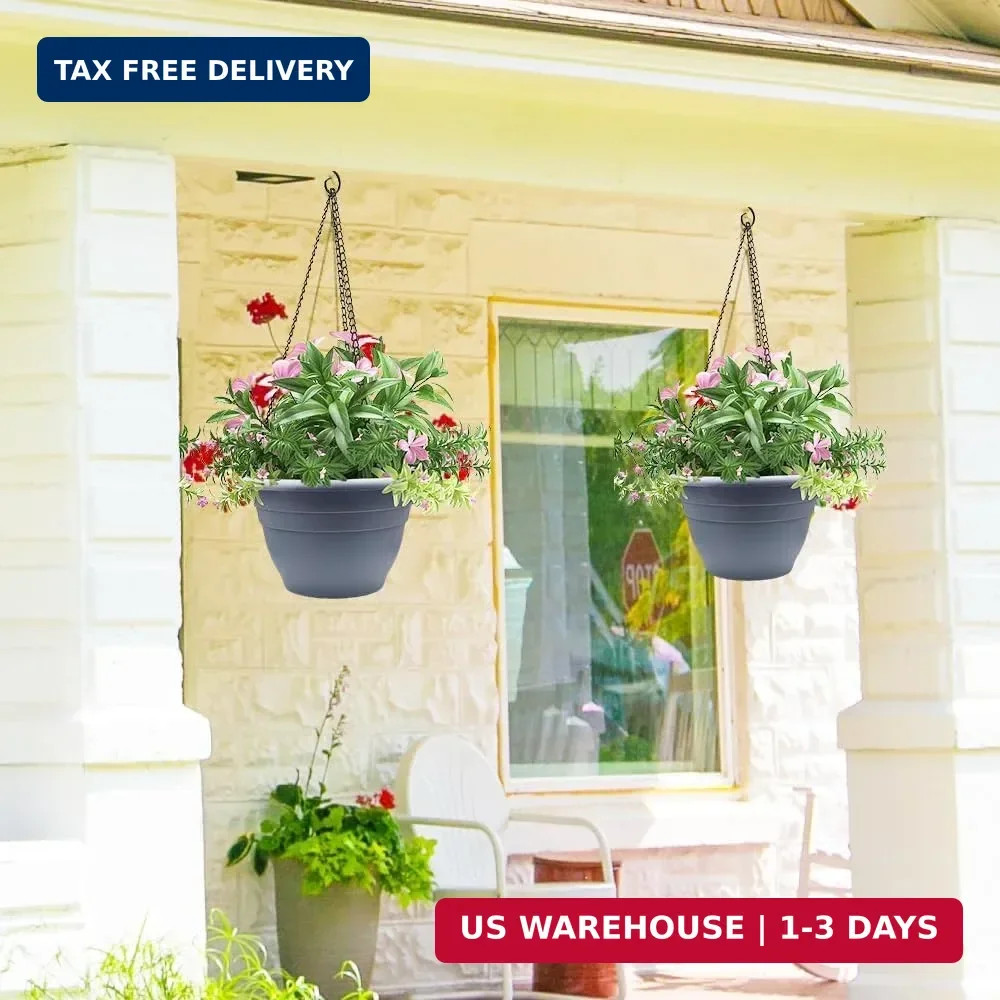 RooTrimmer 5 Pack 10 Inch Plant Pots for Indoor Outdoor,Plastic Floor Planters w