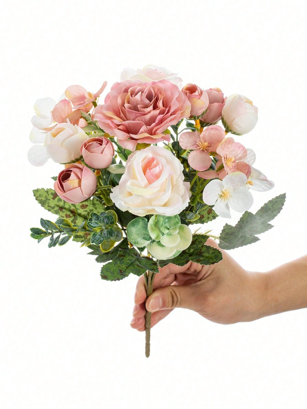 Pink Artificial Silk Rose Bouquet One Size For Wedding Home Decor