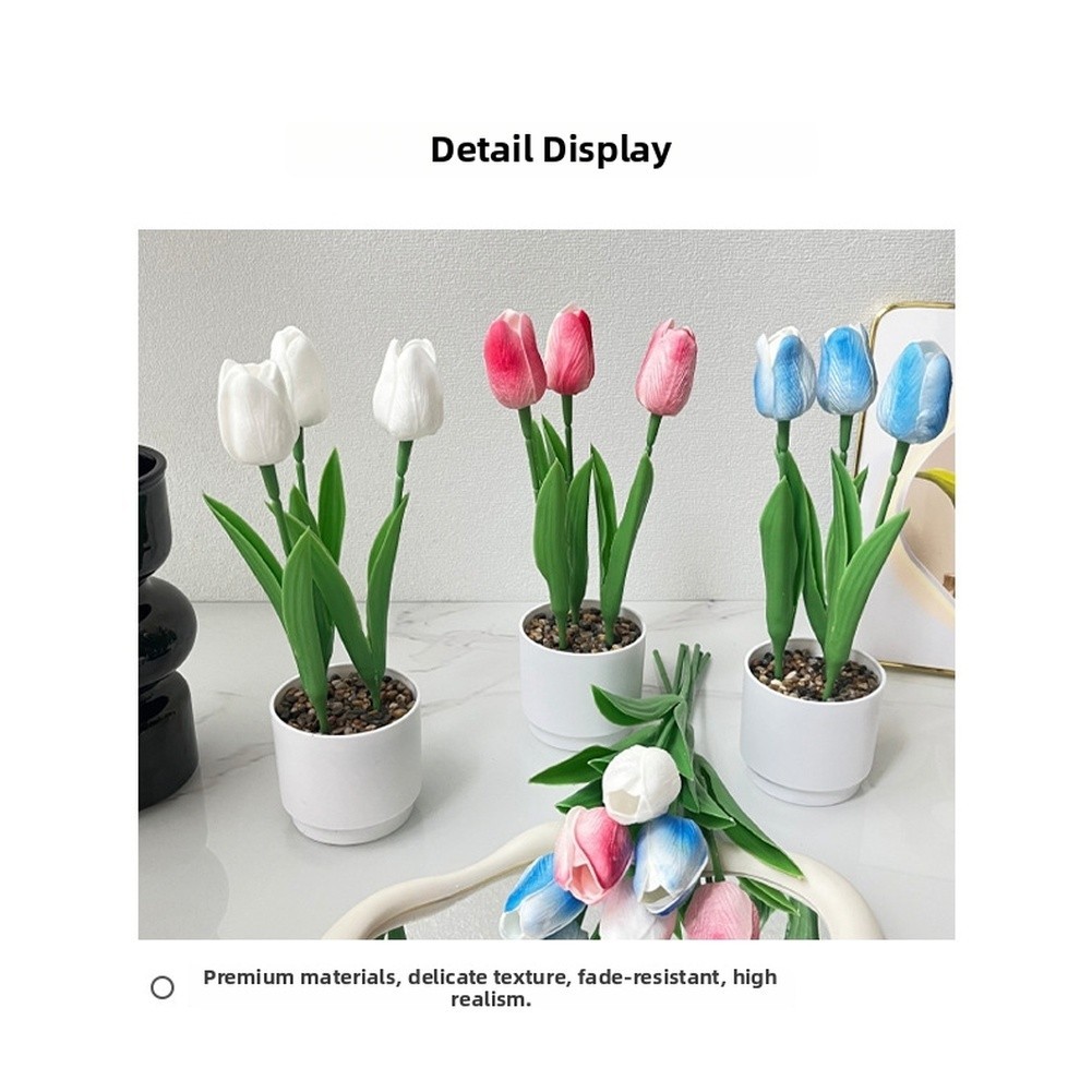 Artificial Tulip with PU Pot for Nordic Aesthetic 10 10 25cm for Decor Setup