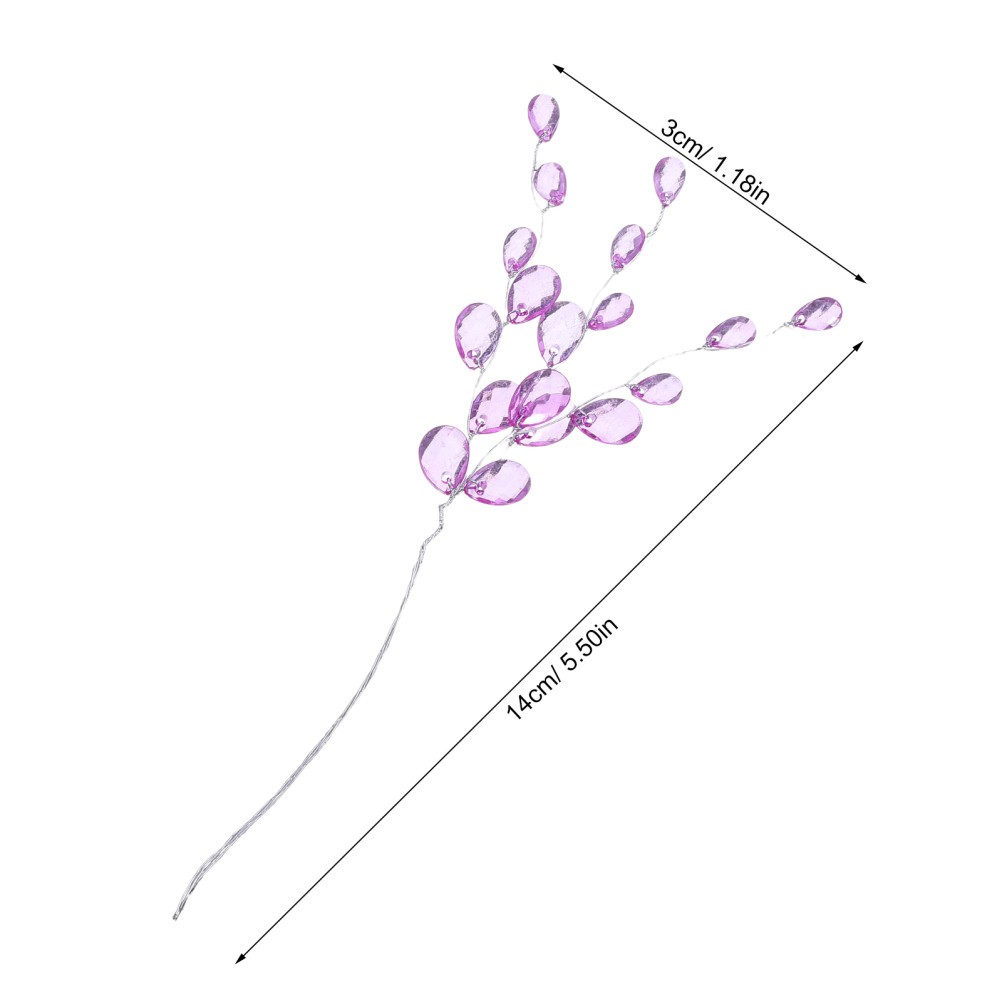 30PCS Artificial Flower Picks with Acrylic Bead Drops – Purple Simulated Clear