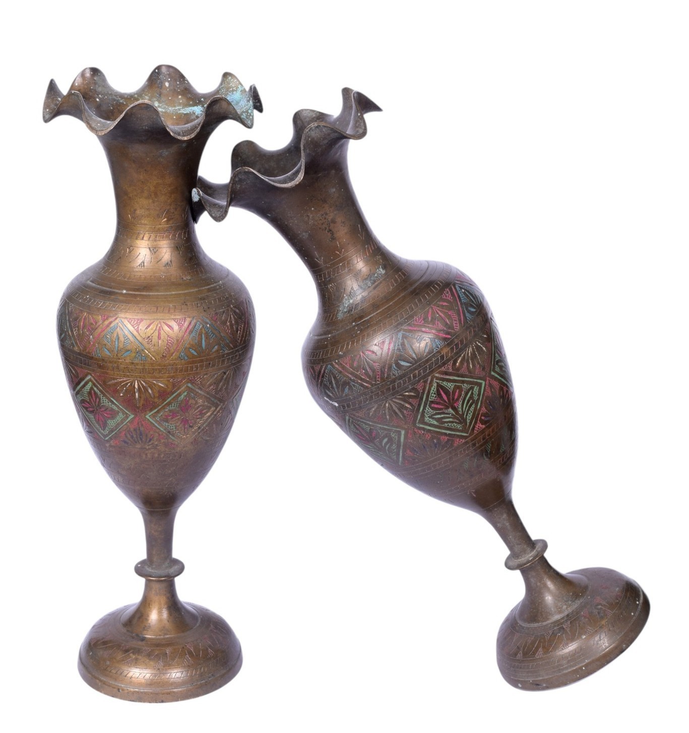 Pair of vintage brass highly decorative beautiful big size flower pots. G7-654