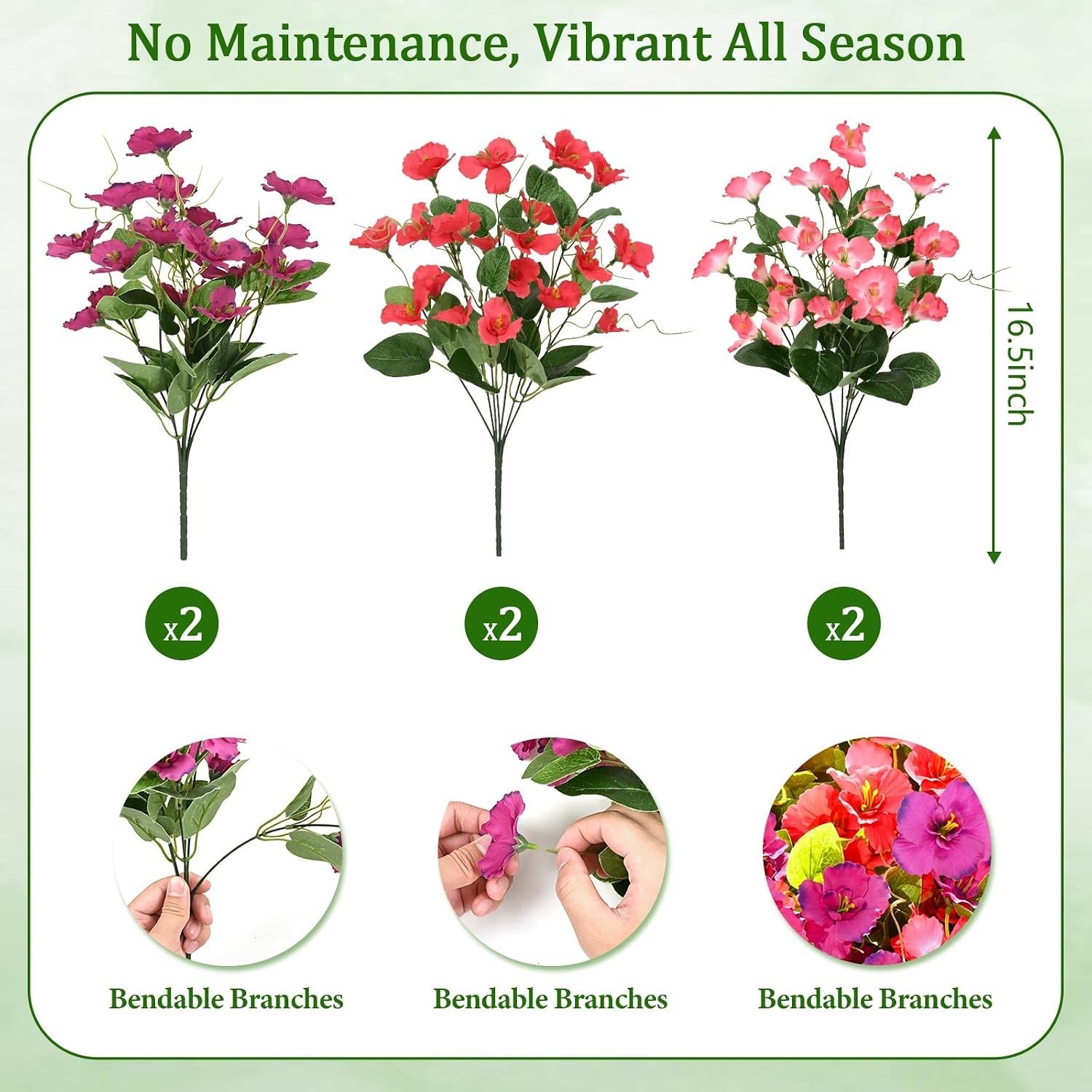 Fake Hibiscus Artificial Flowers, Outdoor, 6 Bundles, UV Resistant