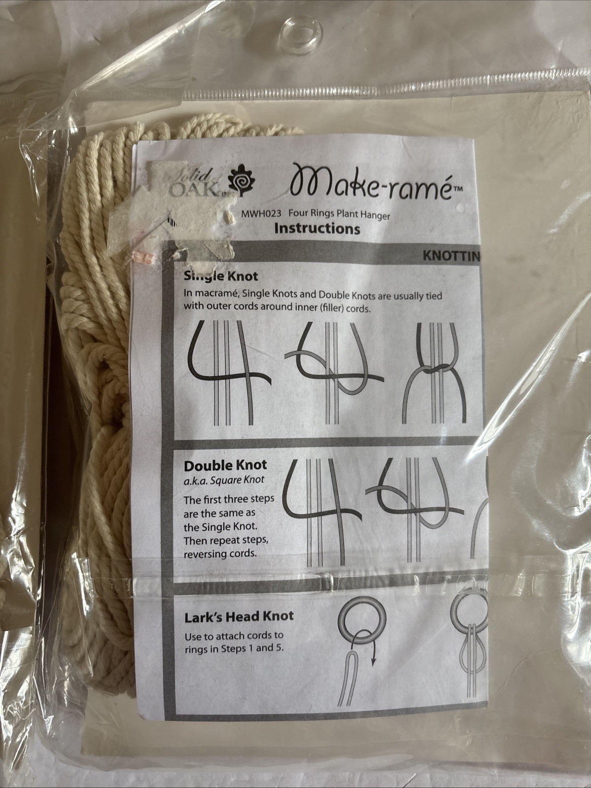 MACRAME Solid Oak Inc PLANT HANGER KIT – Set of 2 – 4 1/2″ x 27″ Mid Century