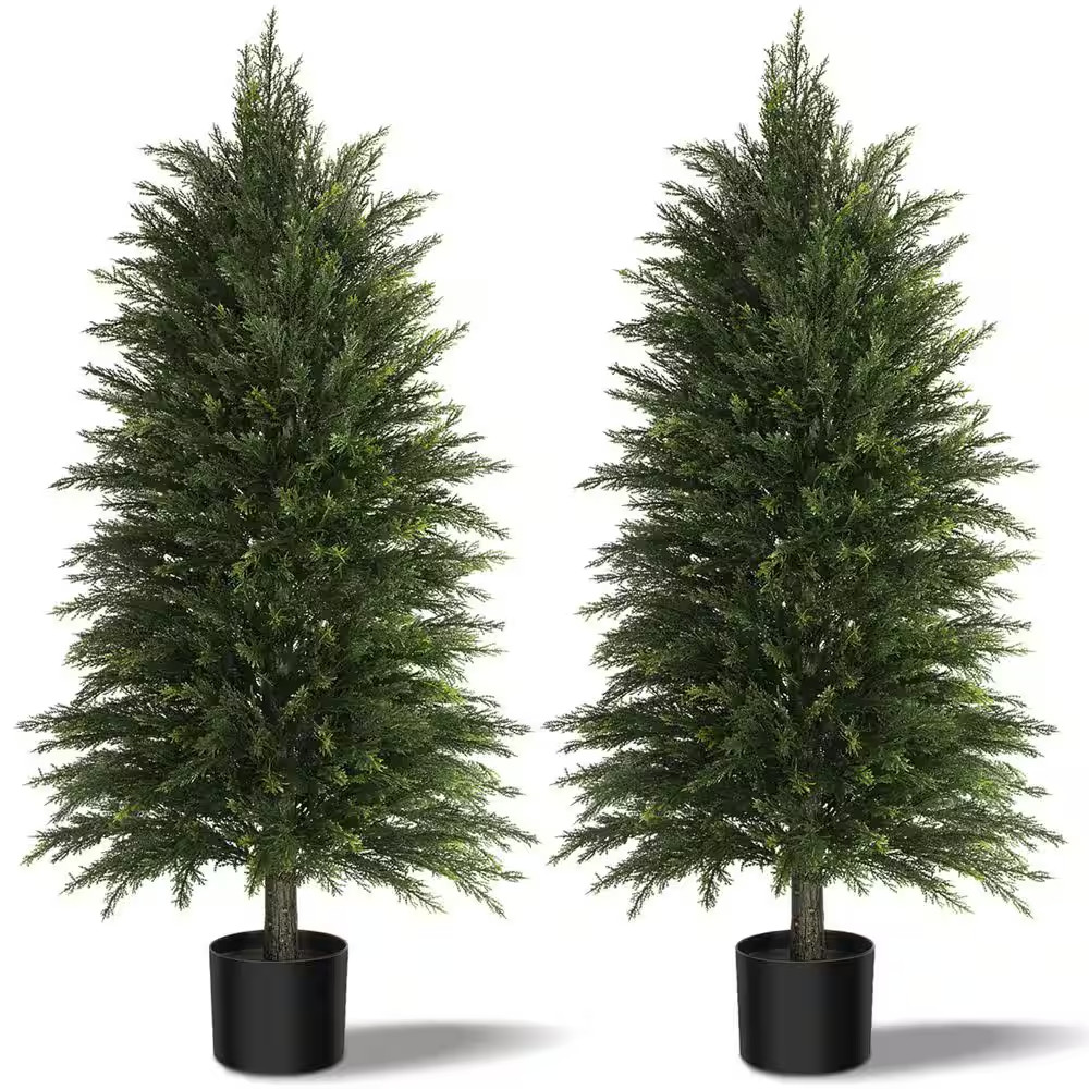 4 Ft. Artificial Cedar Topiary Trees, Faux Cypress Tree, Fake Cypress Tree in Po
