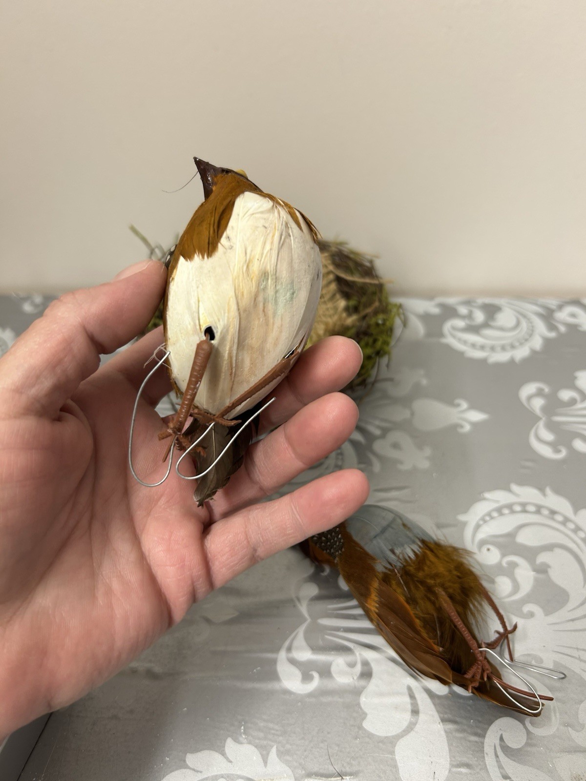 Feathered Artificial Birds And Nest Beautiful Home Decor