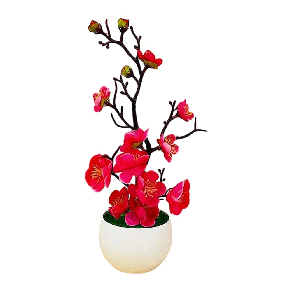 1pc Artificial Wax Plum Blossom Bonsai Branch for Indoor Outdoor Display