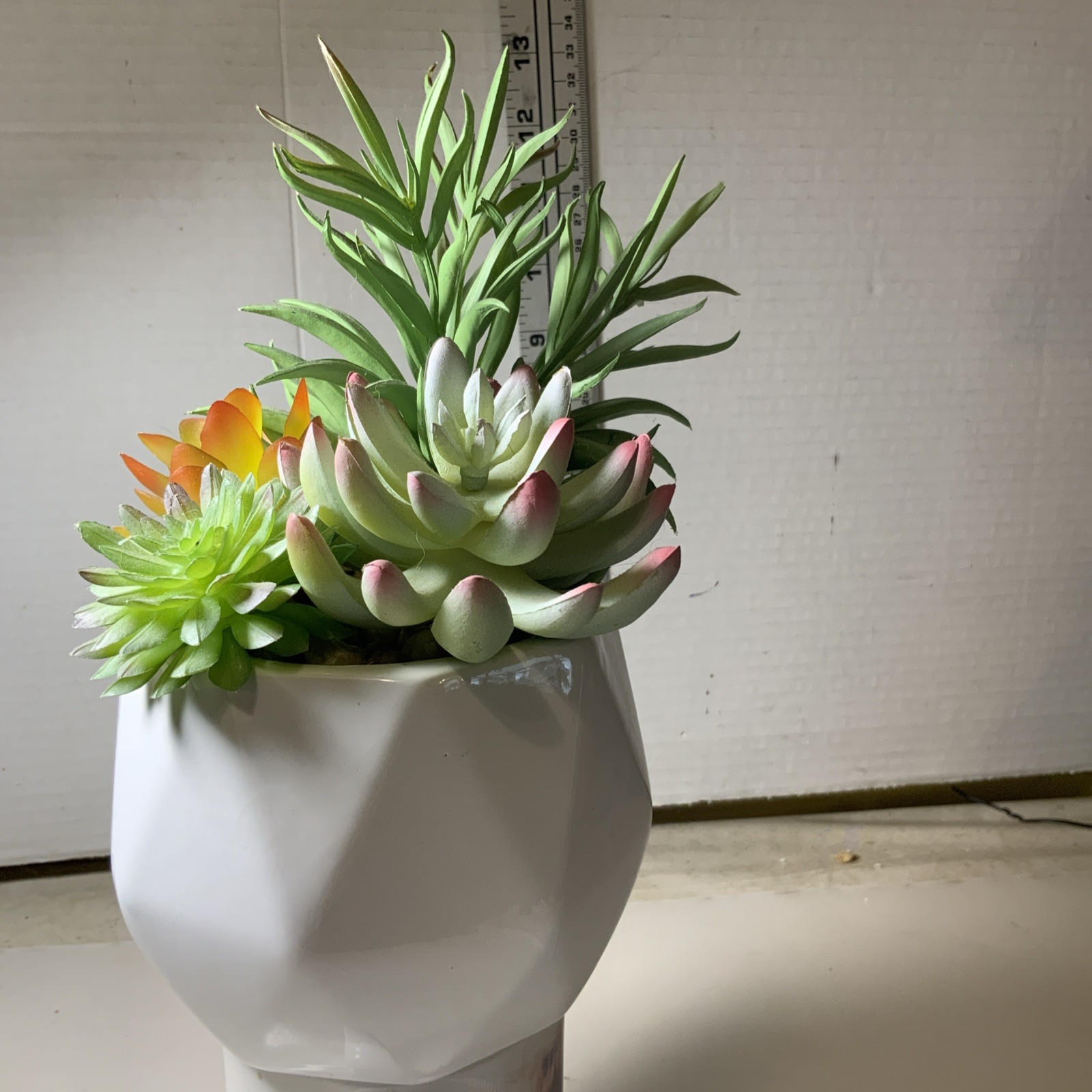 5 Pcs Artificial Plants Succulents In White Ceramic Pot Assortment Of Colors