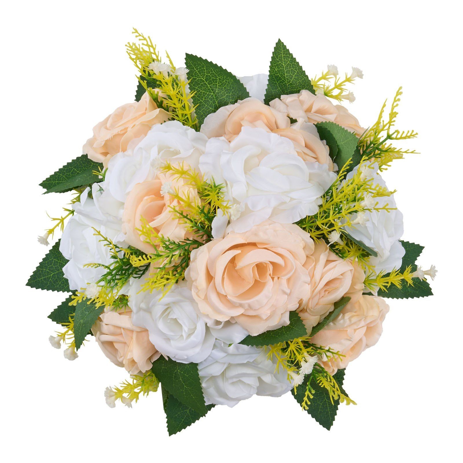 Artificial Half Sphere Rose Balls 9.5in, 10pcs Champagne White Floral Display