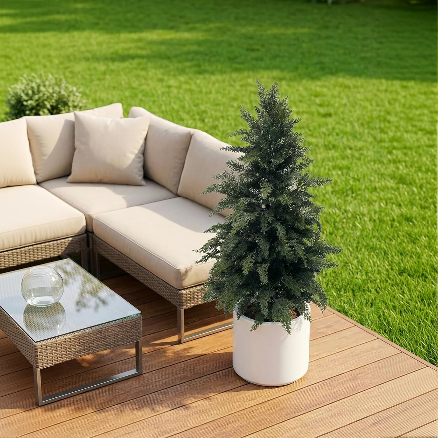 3FT Artificial Cypress Cedar Tree 2 Pack – UV Protected Potted Plants
